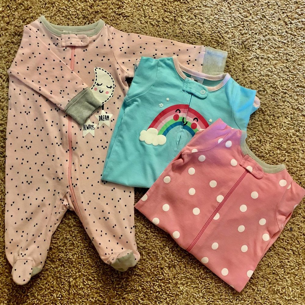 Gerber Baby Girls’ Footed Sleep & Play, 3-pk, Newborn